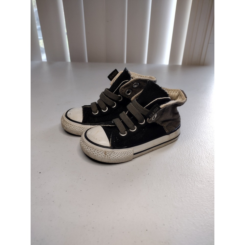 Converse All Star High Top Toddler Shoes Black Gray Canvas Lace‎ Up Size 5